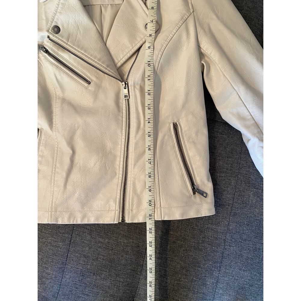 Cream Levi Strauss & Co Faux Leather Biker Moto Jacket Small Women - Picture 7 of 9